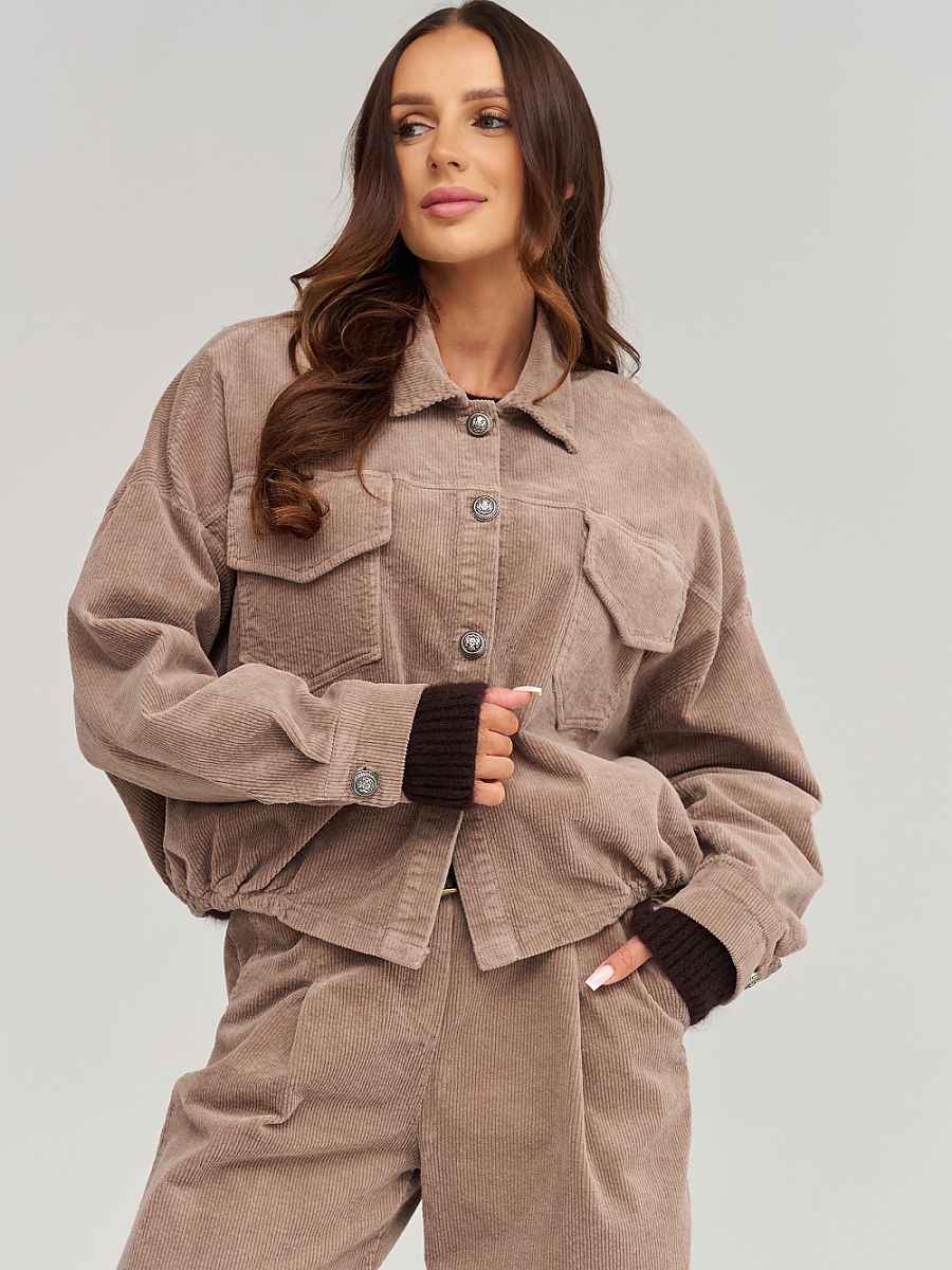 hřejivá kordová bunda model 232012 Makadamia