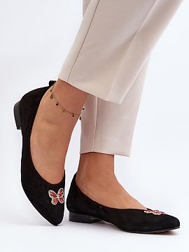 Annie bow-embellished suede ballet flats