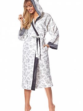 L&L Company Luxury Soft Warm Knee Length Hooded Bathrobe Dressing Gown Robe for Men Size M L XL XXL 