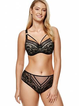 Push Up Bra and Panties Set for Women Floral Lace Bra Underwire Full  Coverage Bra and Knickers Set Plus Size Lingerie Set(Size:85B,Color:Black)