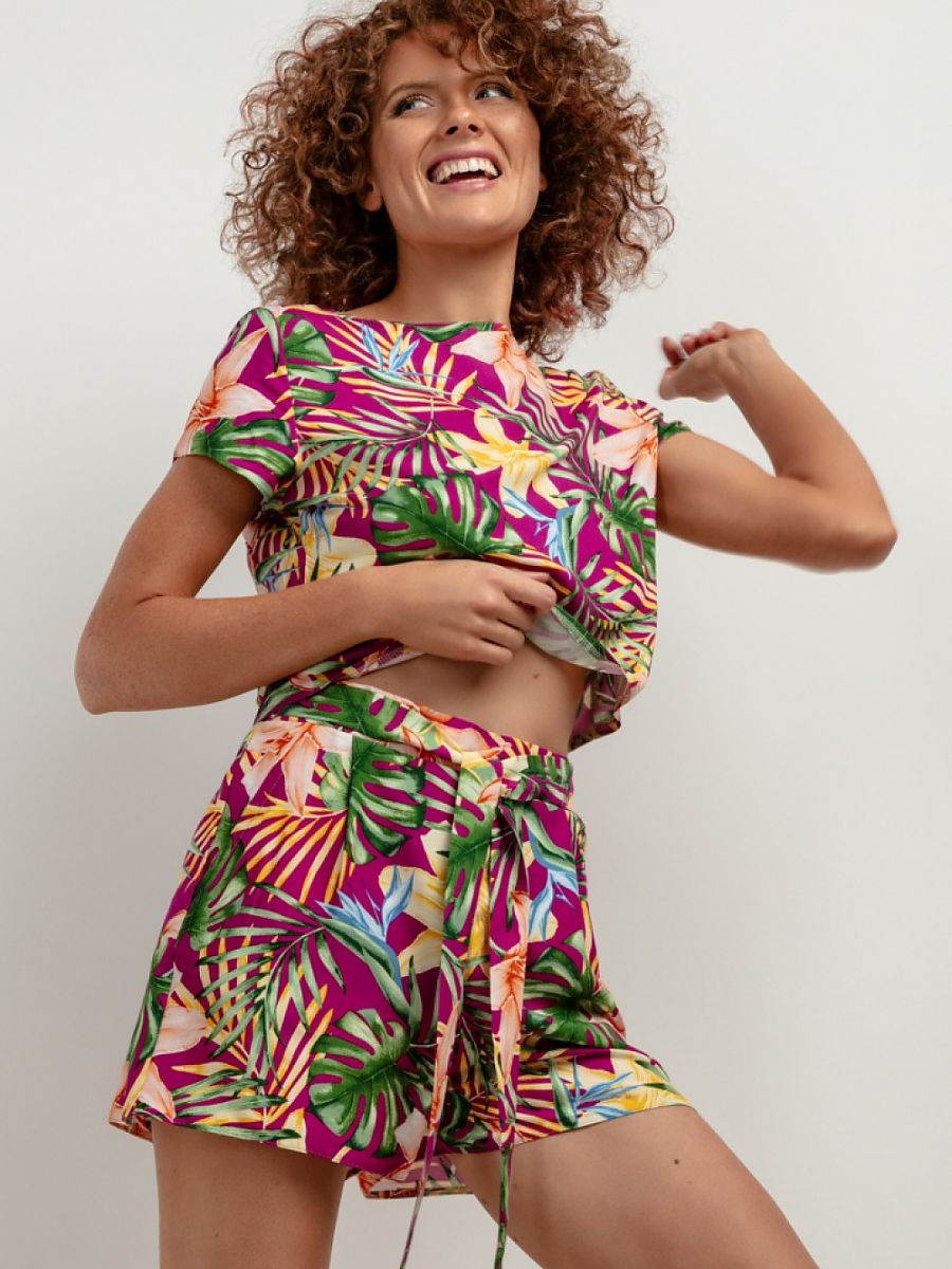 Lightweight Patterned Viscose Shorts