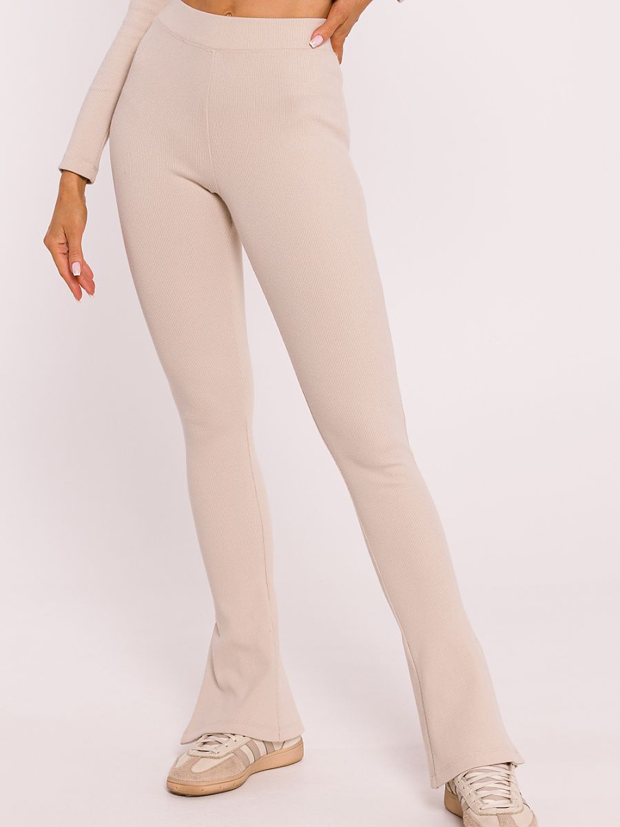Ribbed Cotton Split-Hem Leggings
