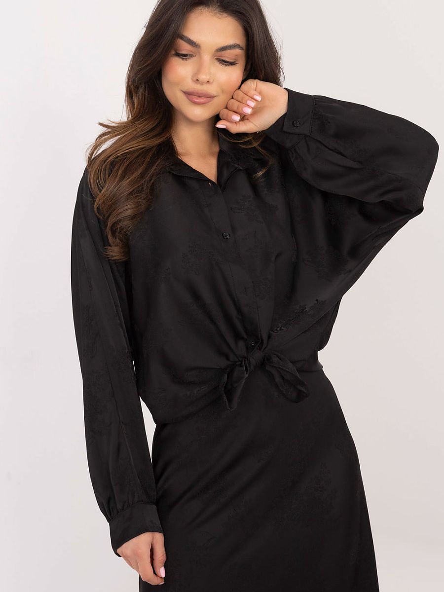 Italy Moda Langarm Hemd – schwarz