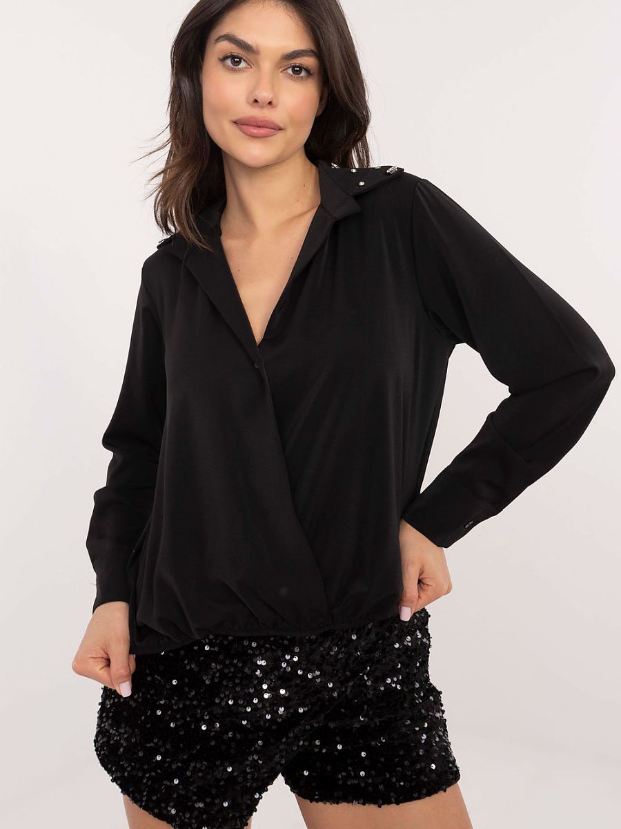 Italy Moda Langarm Hemd – schwarz