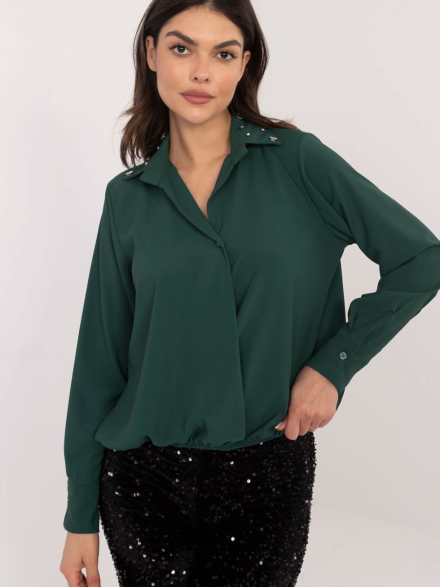 Italy Moda Langarm Hemd – grün