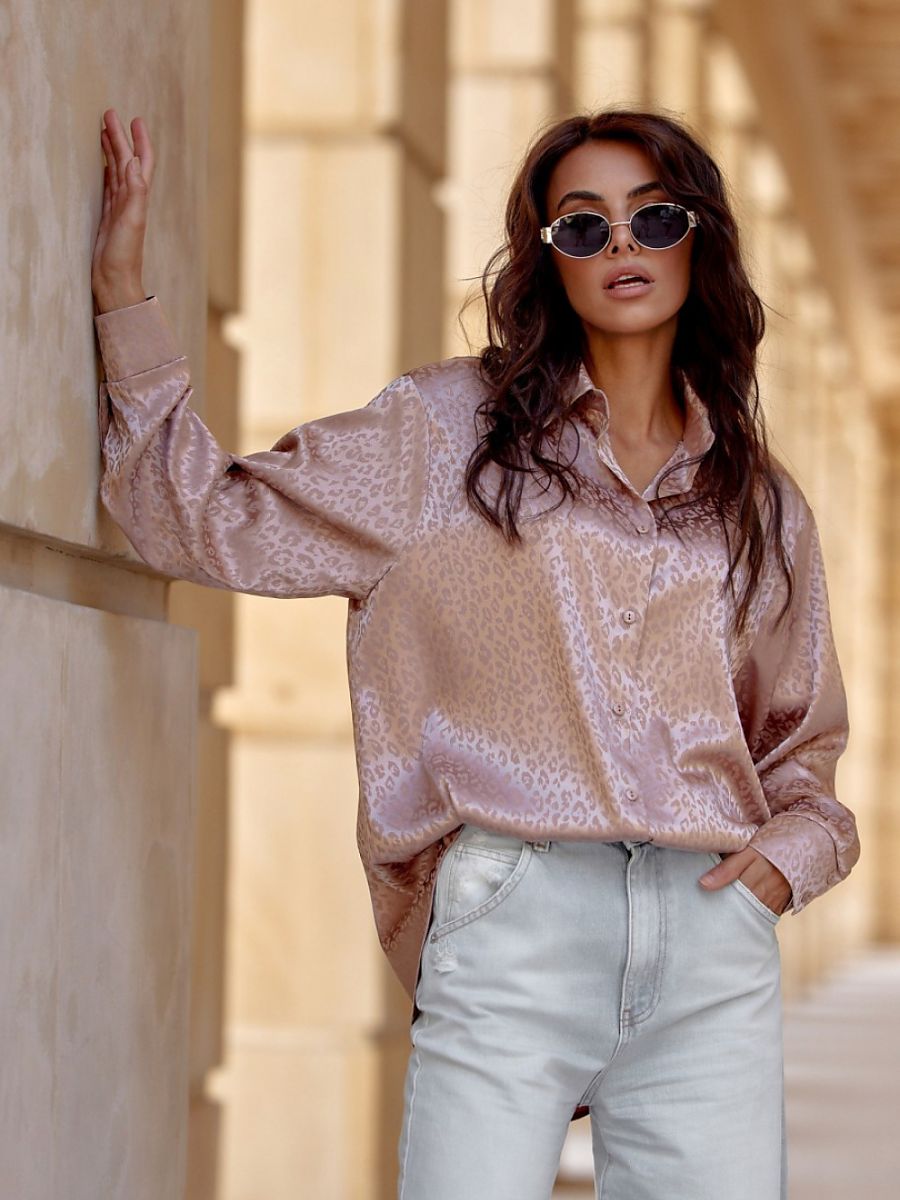 Long sleeve shirt model 203286 Roco Fashion - 38 - Beige