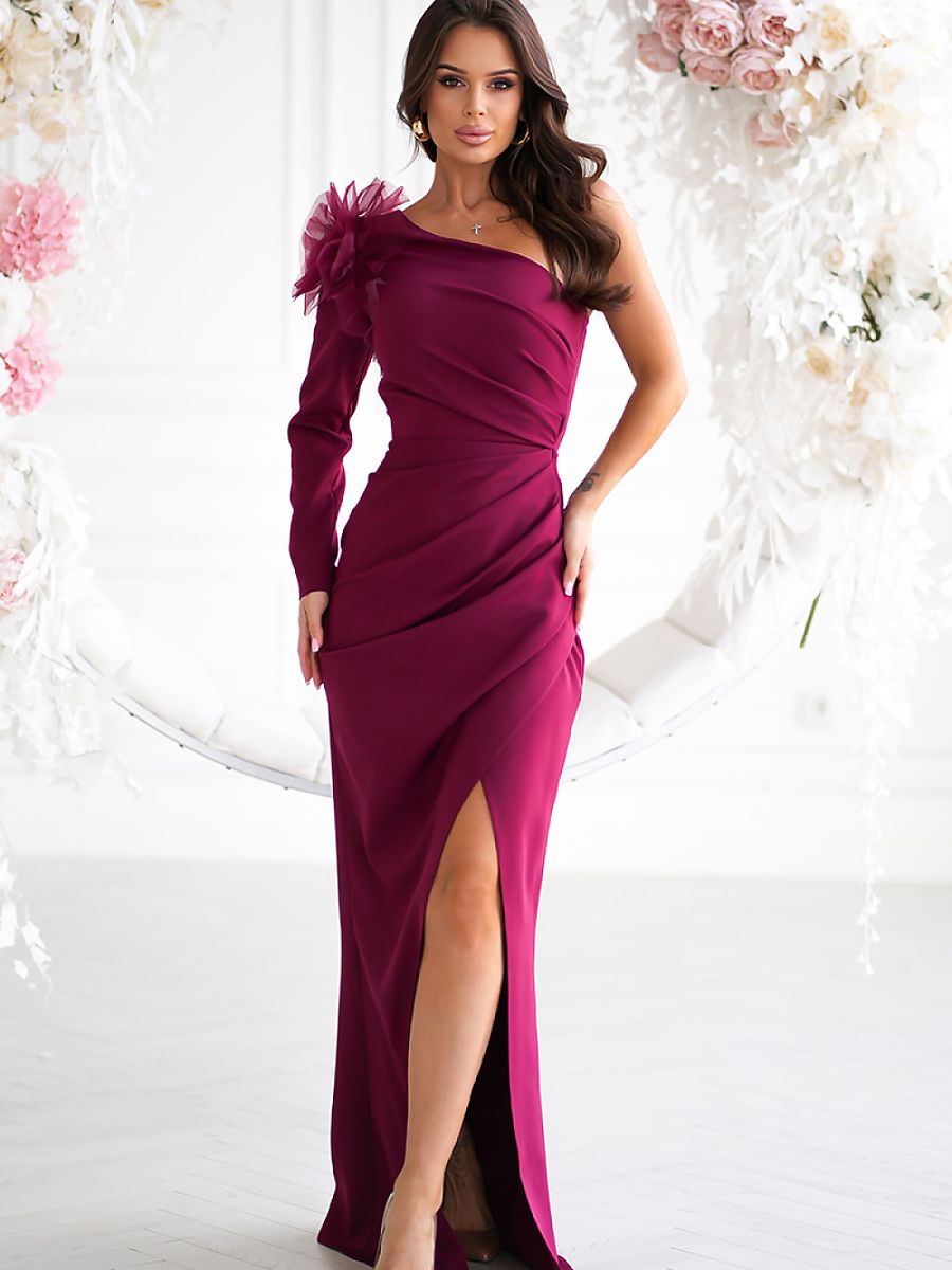Bicotone Langes Kleid – rot