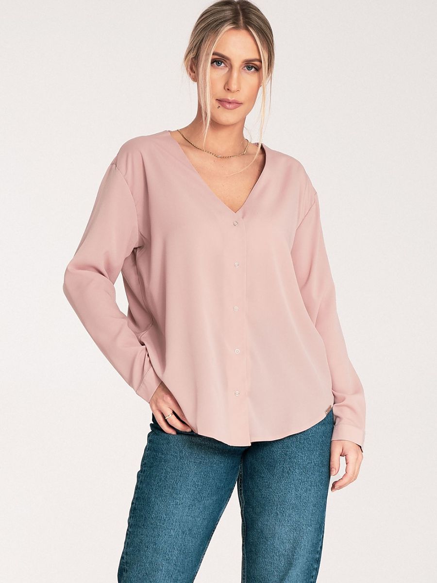 Collarless Press-Stud Shirt