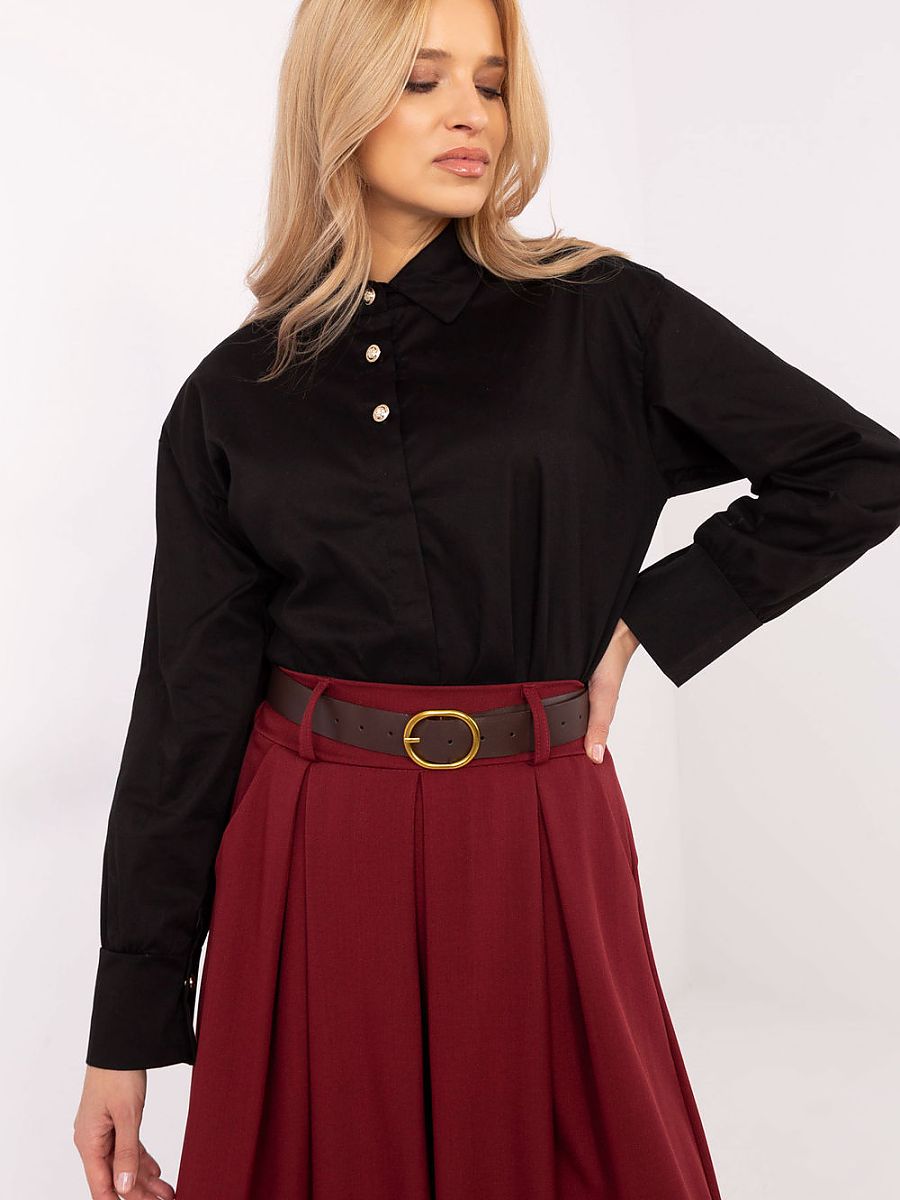 Italy Moda Langarm Hemd – schwarz