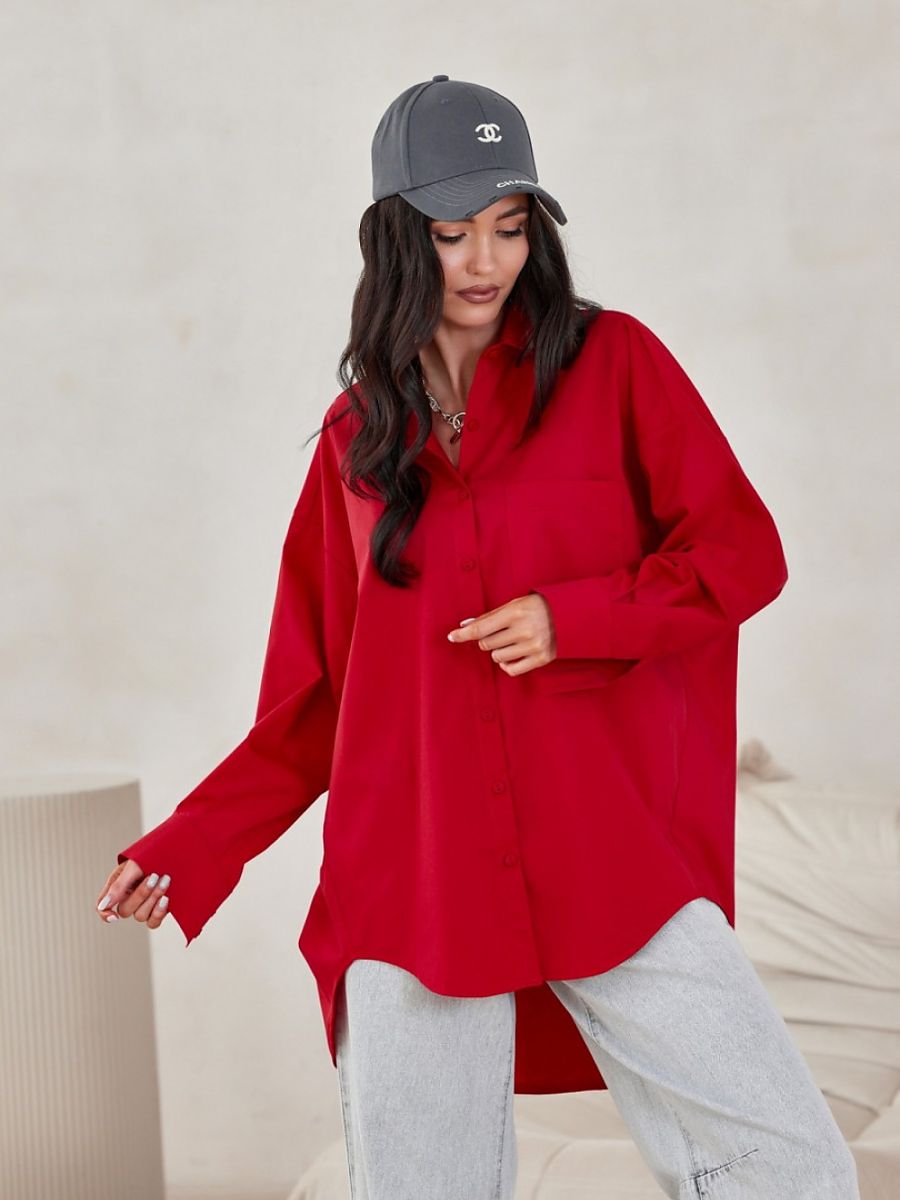 Chemise à manches longues couleur Rouge