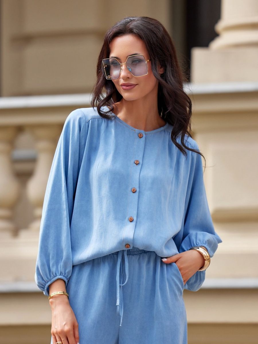 Long sleeve shirt model 211896 Roco Fashion - 36 - Blue