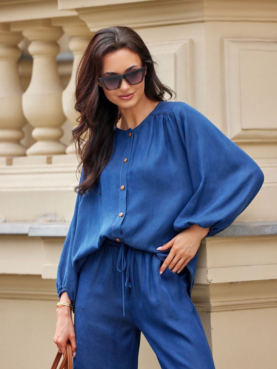 Long sleeve shirt model 211897 Roco Fashion - 40 - Navy blue