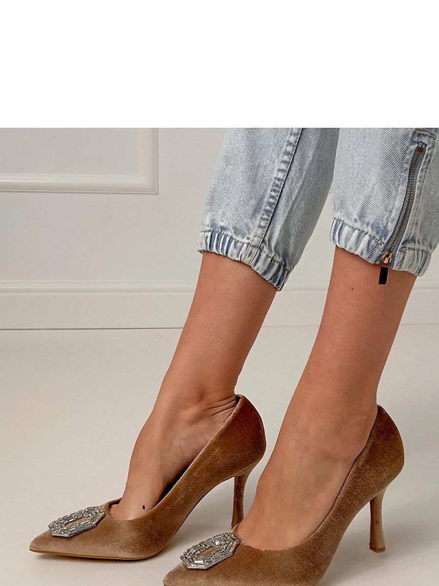 Zirconia-Embellished Fabric Pumps
