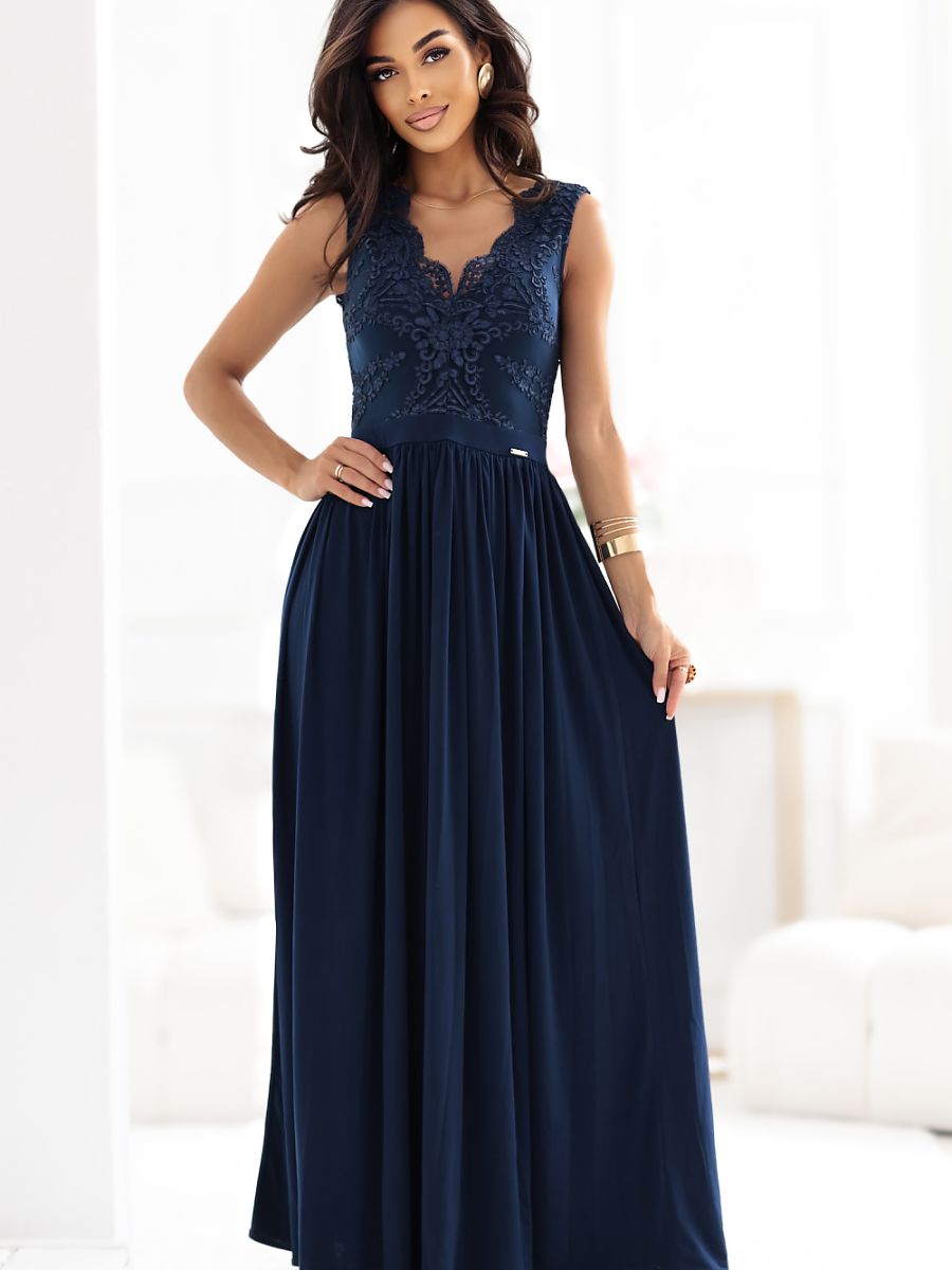 Numoco Langes Kleid – marineblau