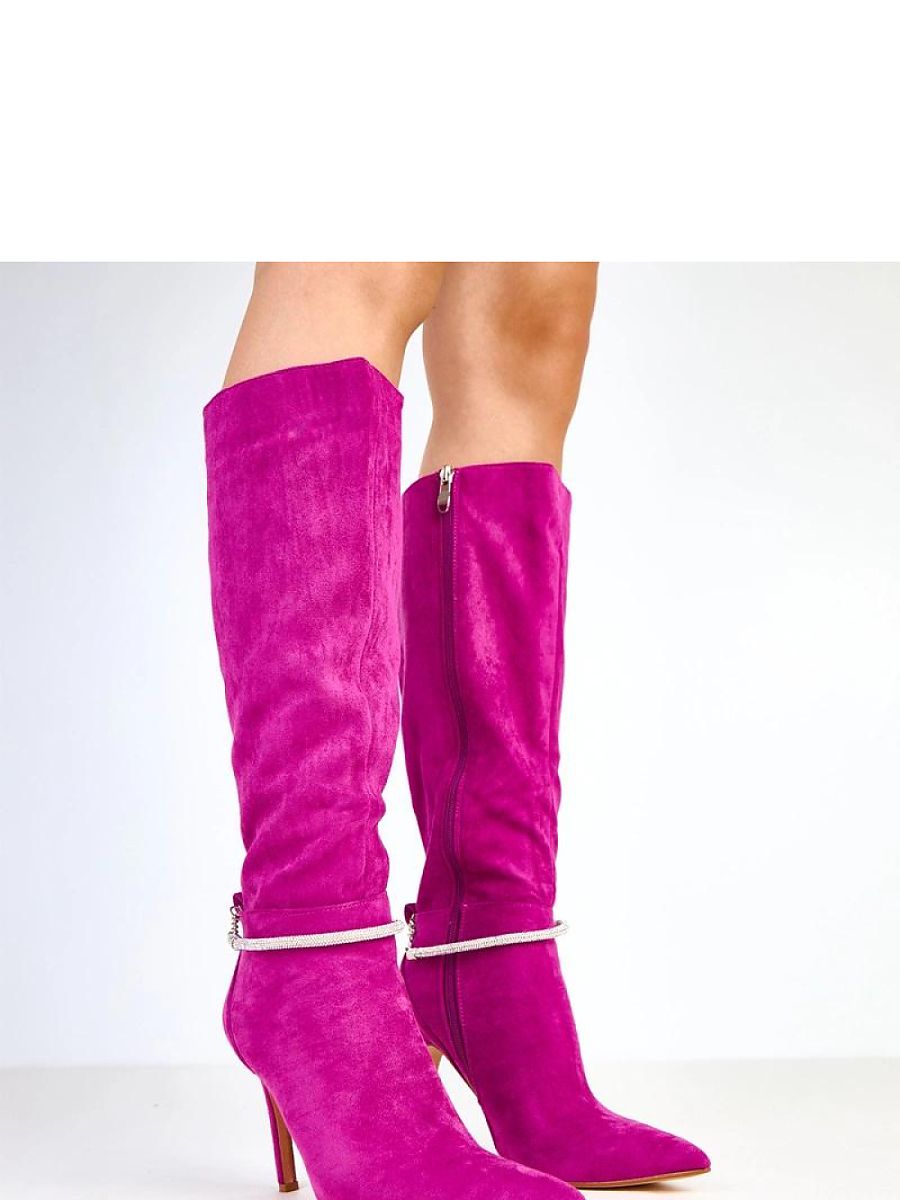 Chain-Detail Suede-Effect Boots