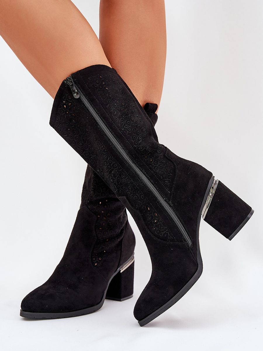 Open-Work Suede Boots