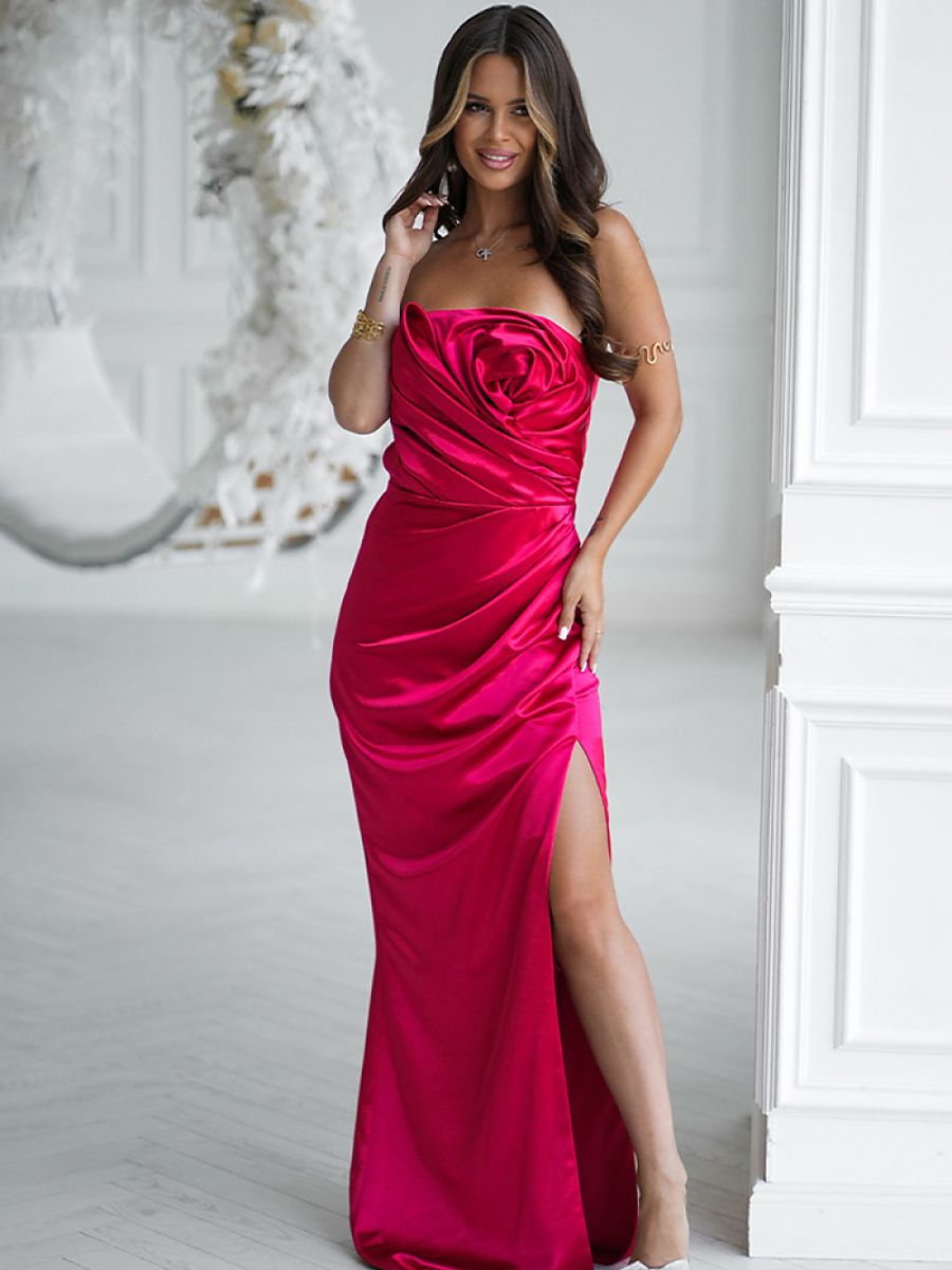 Bicotone Langes Kleid – rot