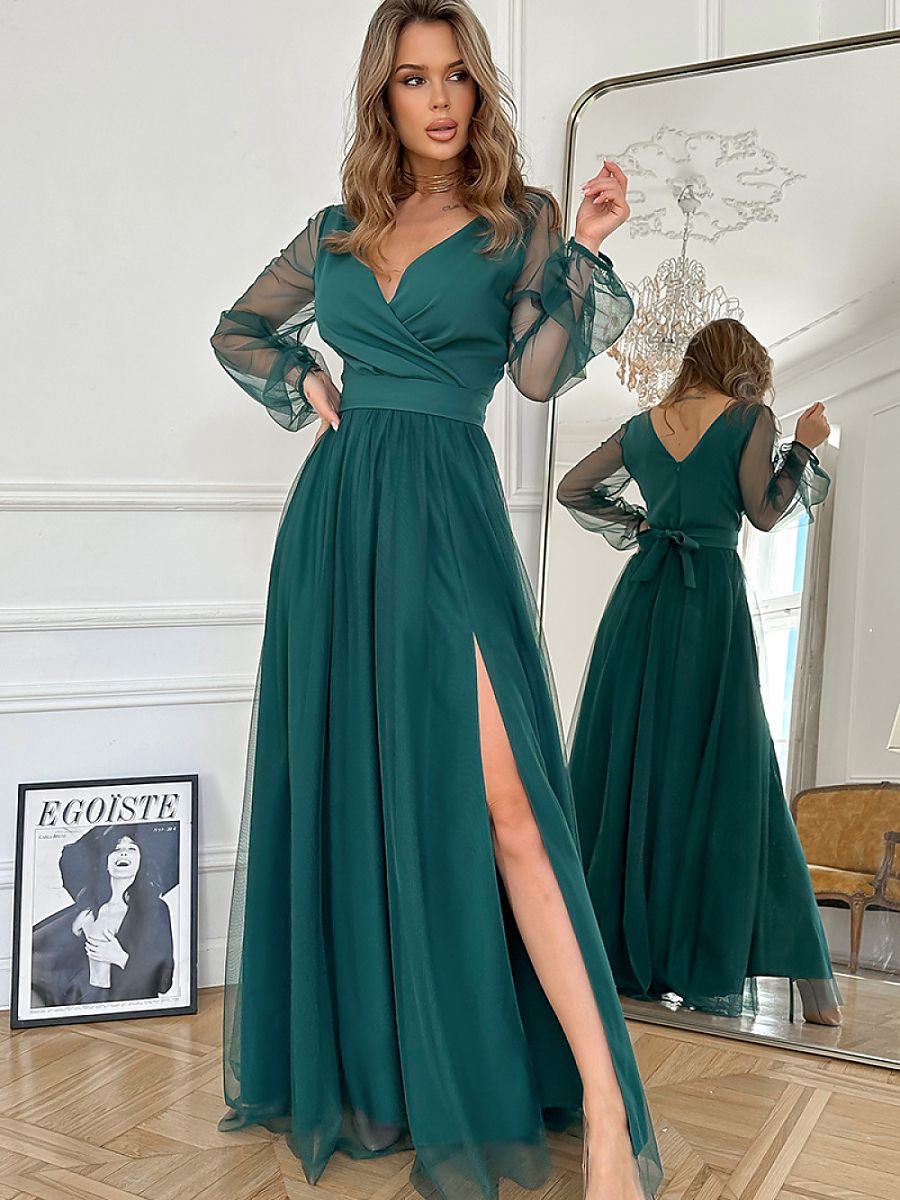 Bicotone Langes Kleid – grün