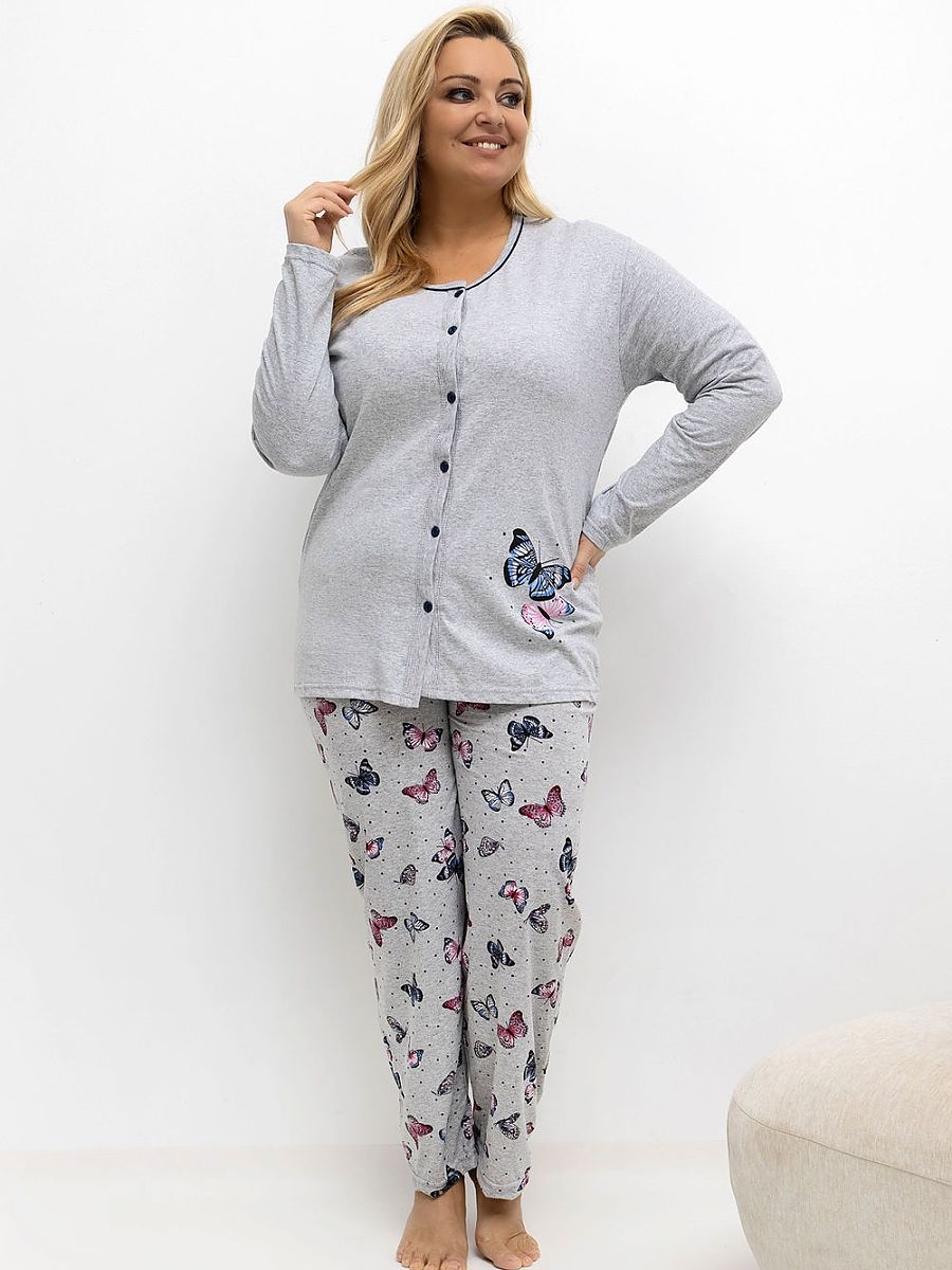 Forever Pink Übergrößen-Pyjama – grau