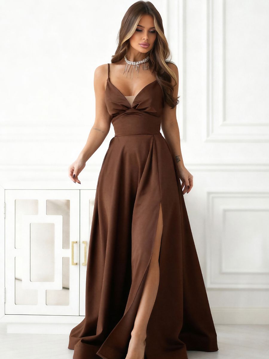 Bicotone Langes Kleid – braun
