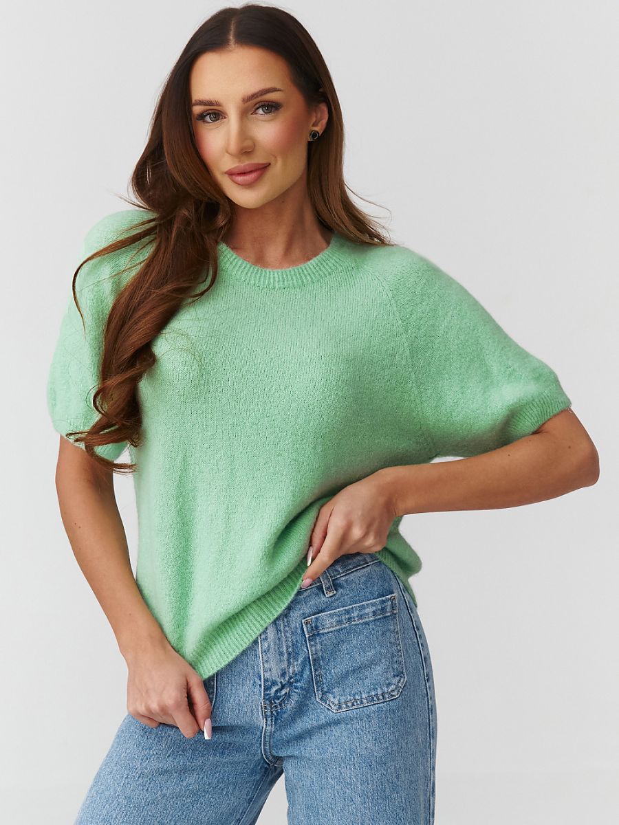 Short sleeve sweater model 224078 Makadamia - ONE-SIZE-FITS-ALL - Green