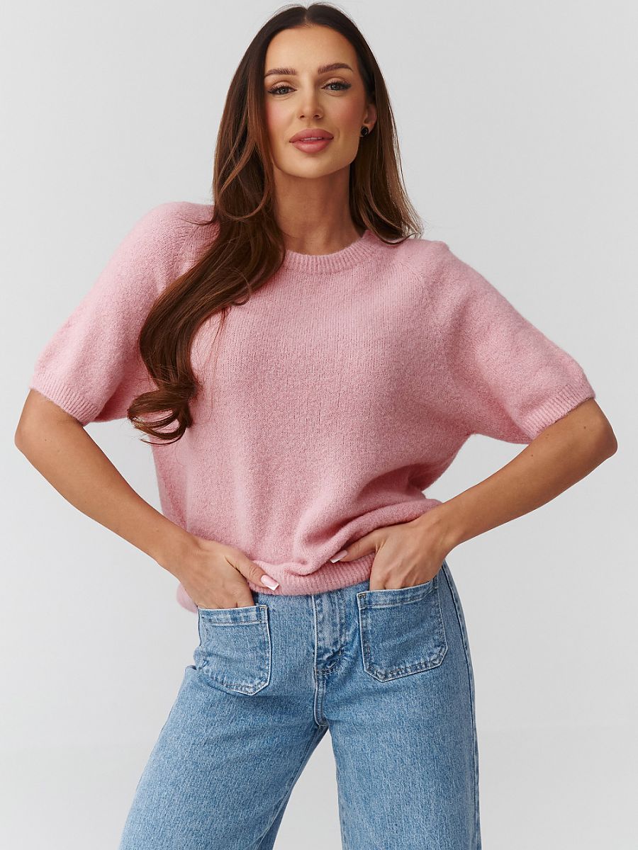 Short sleeve sweater model 224079 Makadamia - ONE-SIZE-FITS-ALL - Pink
