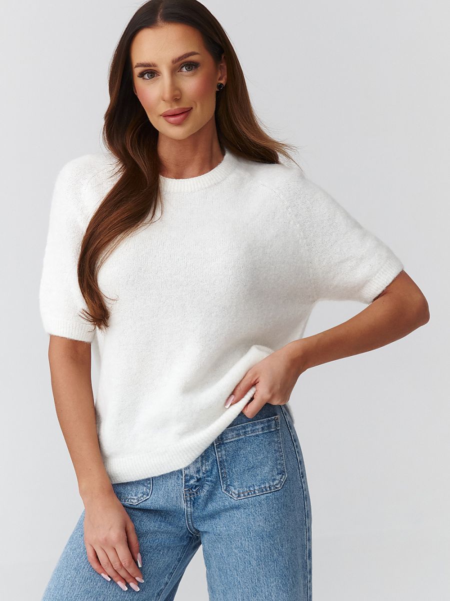 Short sleeve sweater model 224082 Makadamia - ONE-SIZE-FITS-ALL - Beige