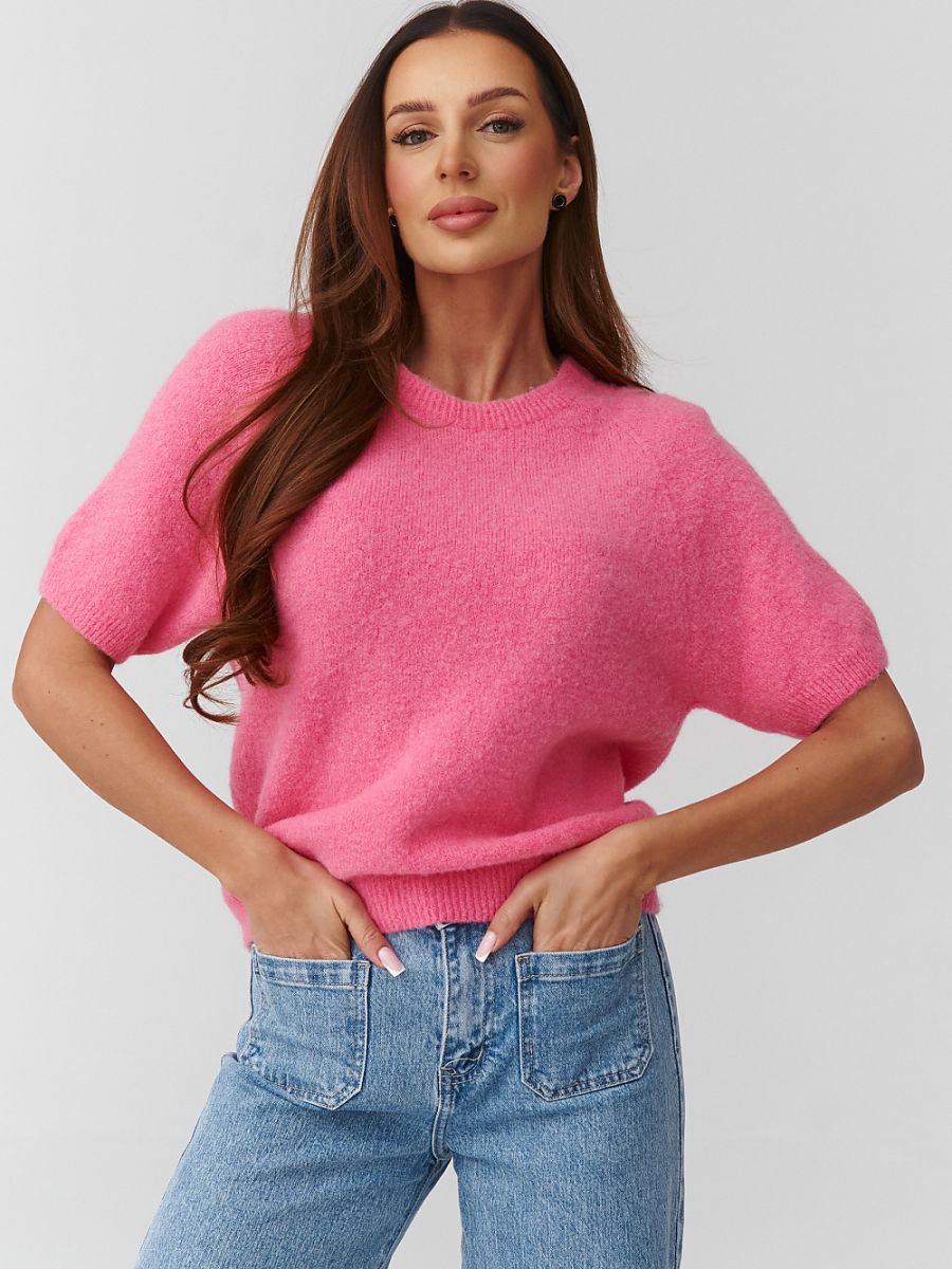Short sleeve sweater model 224084 Makadamia - ONE-SIZE-FITS-ALL - Pink