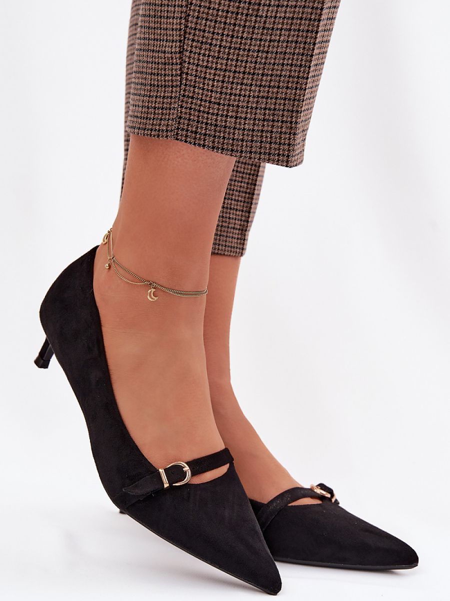 Buckle-Detail Pointed-Toe Pumps
