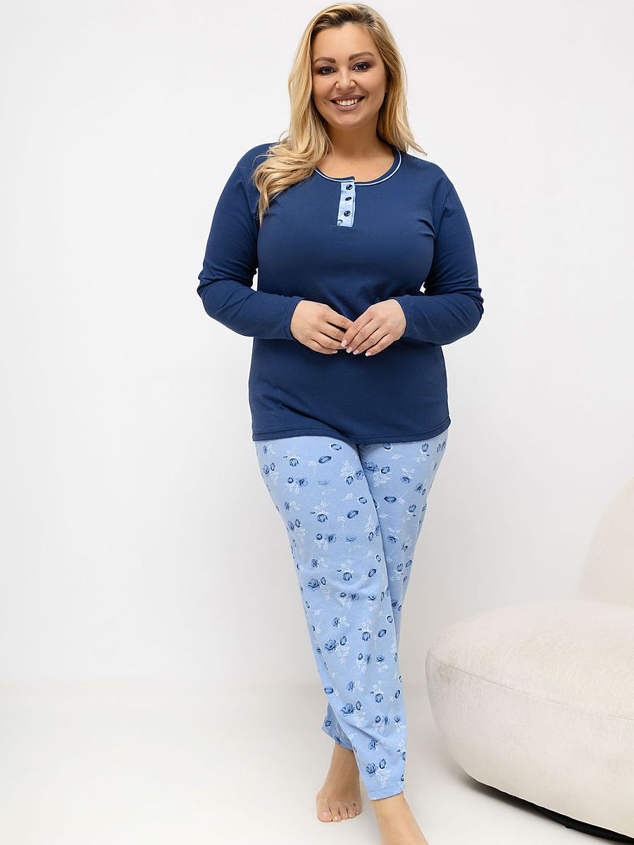 Forever Pink Übergrößen-Pyjama – blau