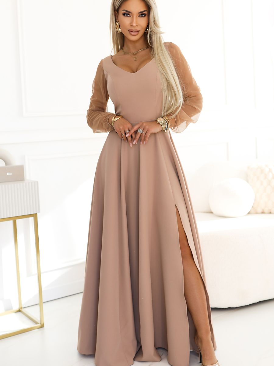 Numoco Langes Kleid – beige