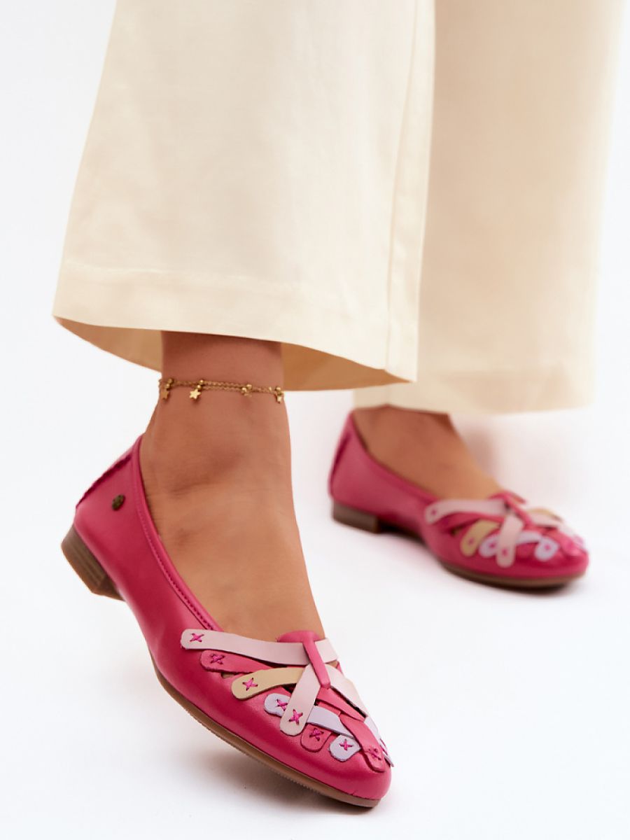 Strap-Detail Leather Ballet Flats