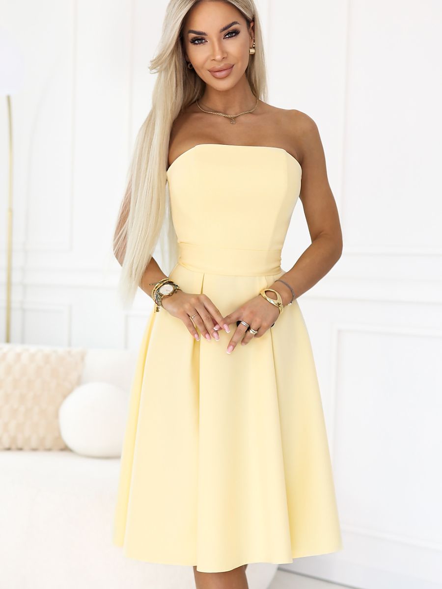 Strapless Bow-Back Midi Dress