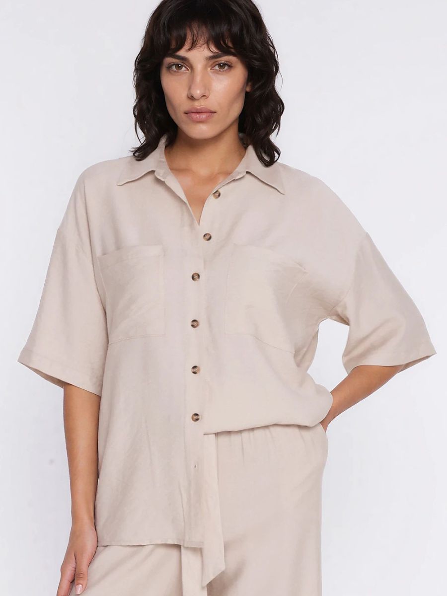 Nife Kurzarm Hemd – beige