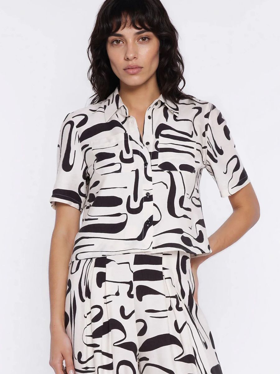 Short-Sleeve Rayon Blend Shirt