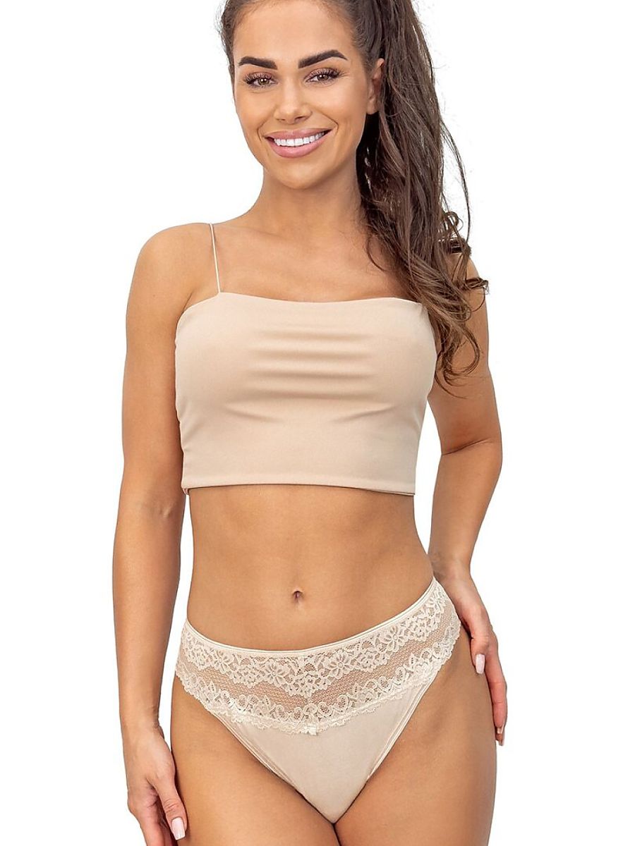 Lace-Trim Viscose Thong
