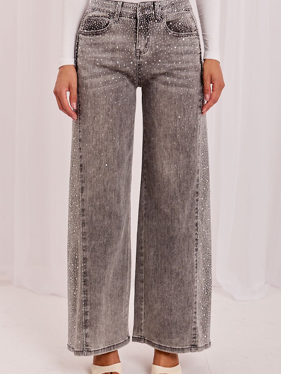 Embellished Wide-Leg Jeans