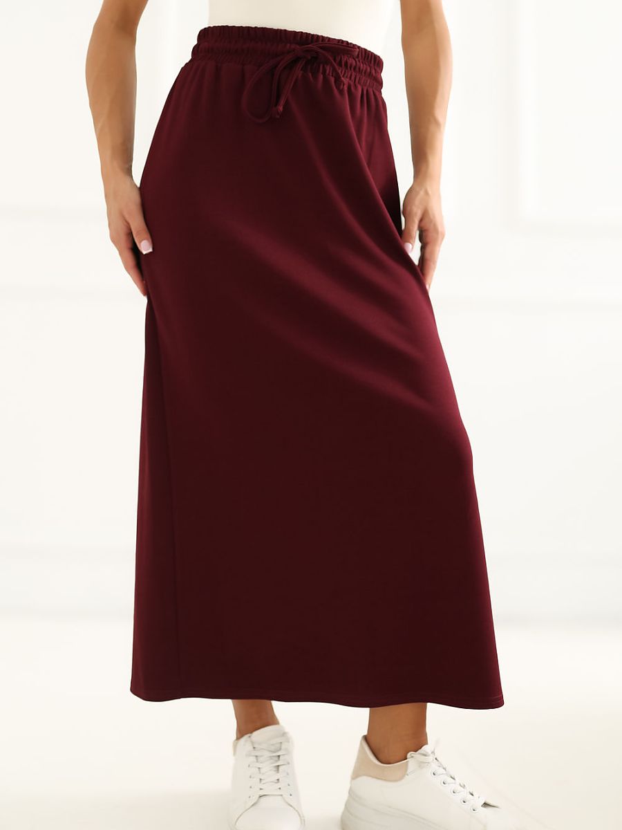 Drawstring Midi Slit Skirt
