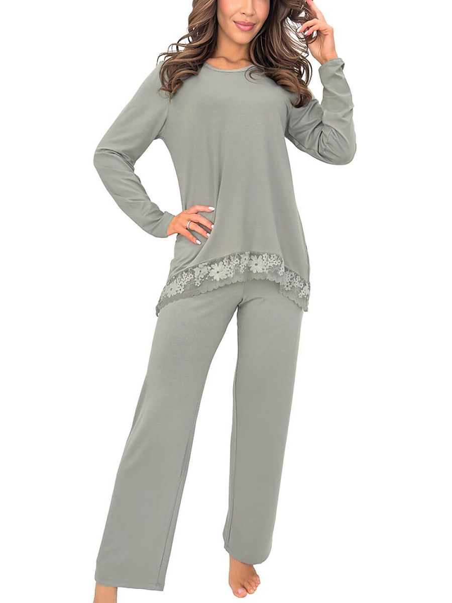 Lace-Trim Viscose Pyjama Set