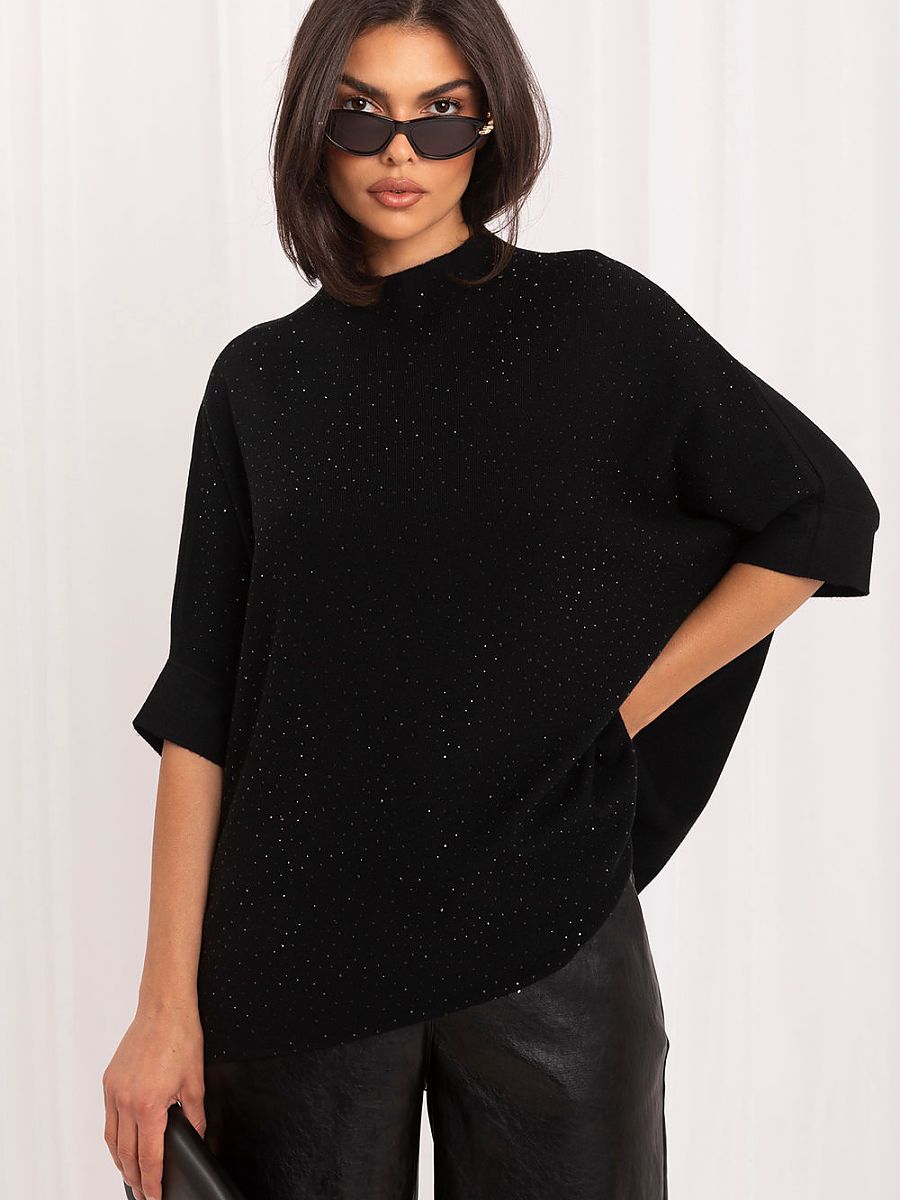 Italy Moda Kurzarm Pullover – schwarz