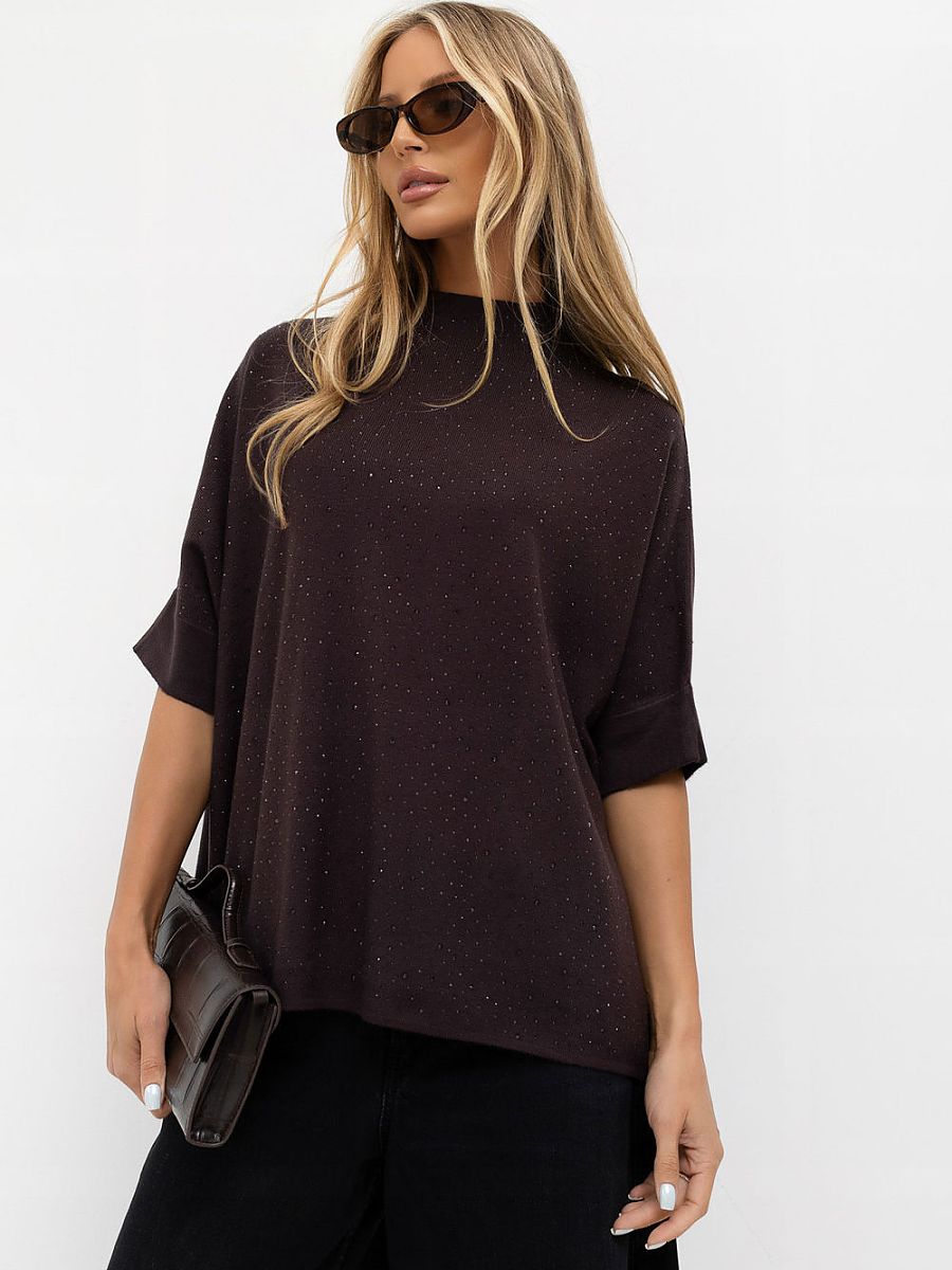 Italy Moda Kurzarm Pullover – braun