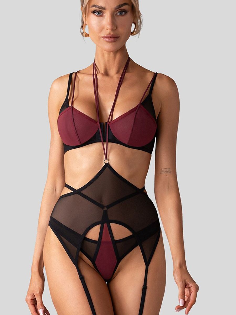 Three-Piece Mesh Lingerie Set